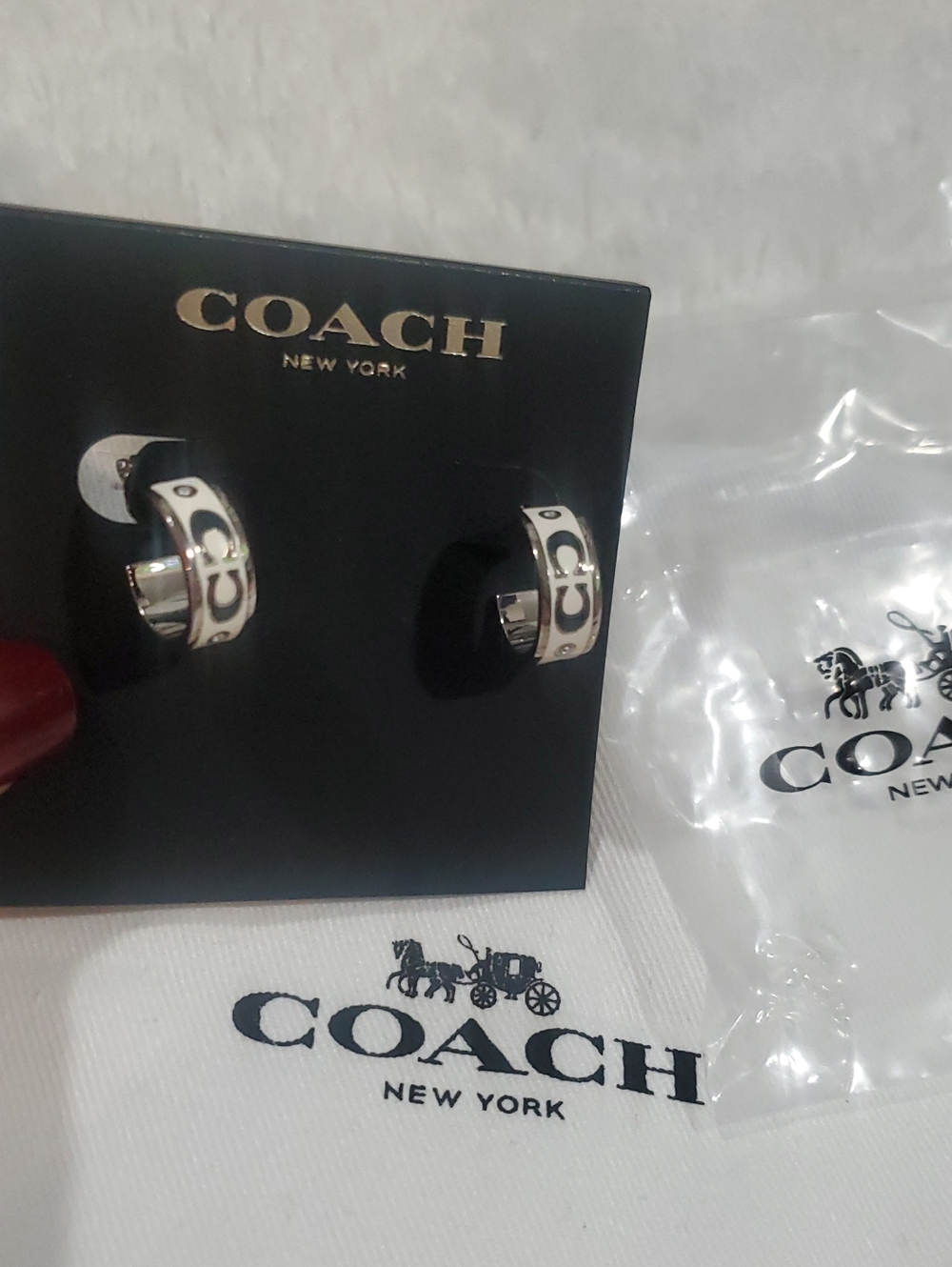 Coach Silver-Tone Hoop Earrings with Signature C Accent